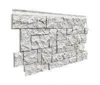 Фасадные панели (цокольный сайдинг) коллекция камень дикий - Мелованный белый