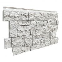 Фасадные панели (цокольный сайдинг) коллекция камень дикий - Мелованный белый