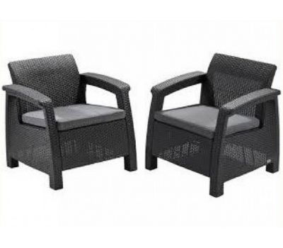 Комплект кресел Corfu Duo Коричневый,серый от производителя  Allibert по цене 23 400 р Комплект кресел Corfu Duo Коричневый,серый от производителя  Allibert по цене 23 400 р