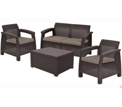 Комплект Corfu box set (со столиком-ящиком для подушек) от производителя  Allibert по цене 49 270 р Комплект Corfu box set (со столиком-ящиком для подушек) от производителя  Allibert по цене 49 270 р