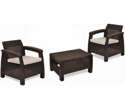 Комплект кресел и столик Corfu weekend Коричневый от производителя Allibert по цене 27 690 р Комплект кресел и столик Corfu weekend Коричневый от производителя Allibert по цене 27 690 р