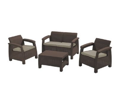 Двухместная софа, 2 кресла и столик Corfu set от производителя  Allibert по цене 25 000 р Двухместная софа, 2 кресла и столик Corfu set от производителя  Allibert по цене 25 000 р