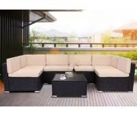 Трансформер-Диван модульный плетеный из иск. ротанга YR822_Black/Beige Трансформер-Диван модульный плетеный из иск. ротанга YR822_Black/Beige