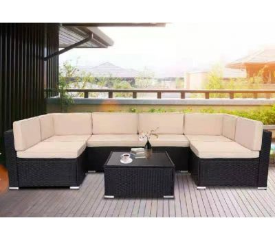 Трансформер-Диван модульный плетеный из иск. ротанга YR822_Black/Beige от производителя  Afina по цене 119 000 р Трансформер-Диван модульный плетеный из иск. ротанга YR822_Black/Beige от производителя  Afina по цене 119 000 р