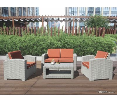 Уличный диваны и кресла Rattan Premium 4 Венге. Подушки оранжевые от производителя  Rattan по цене 65 000 р Уличный диваны и кресла Rattan Premium 4 Венге. Подушки оранжевые от производителя  Rattan по цене 65 000 р