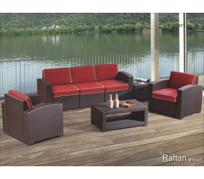 Уличный диваны и кресла Rattan Premium 5 Венге. Подушки оранжевые от производителя Rattan по цене 80 000 р Уличный диваны и кресла Rattan Premium 5 Венге. Подушки оранжевые от производителя Rattan по цене 80 000 р