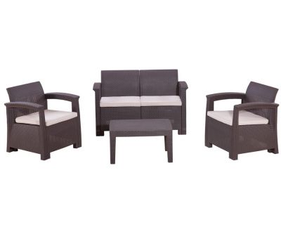 Диван и кресла RATTAN Comfort 4 Венге. Подушки бежевые. от производителя  Rattan по цене 35 000 р Диван и кресла RATTAN Comfort 4 Венге. Подушки бежевые. от производителя  Rattan по цене 35 000 р